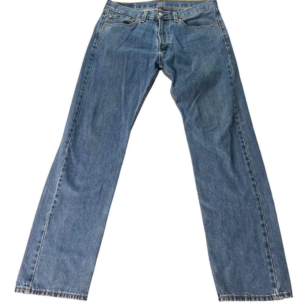 Levis 505 Regular Fit Straight Leg Jeans Mens 34x34 Medium Wash Blue Denim